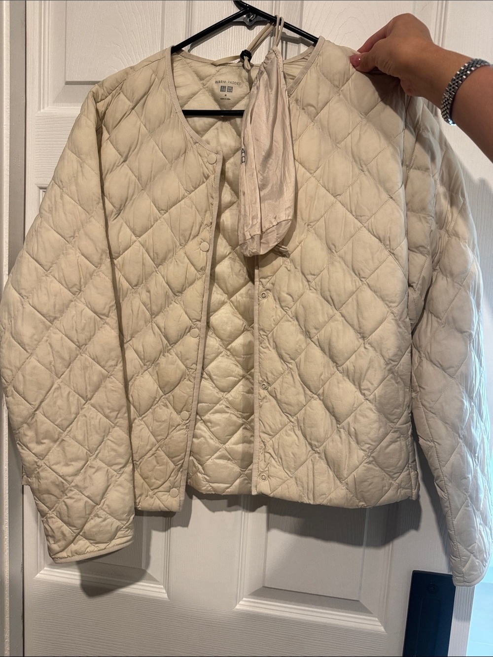 Uniqlo Quilted Button-Front Utility Jacket in Cream